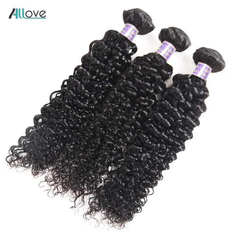 ALLove кудрявые вьющиеся человеческие волосы плетеные бразильские волосы плетение пучков натурального цвета 8-28 дюймов волосы для наращивания не пучки волос remy