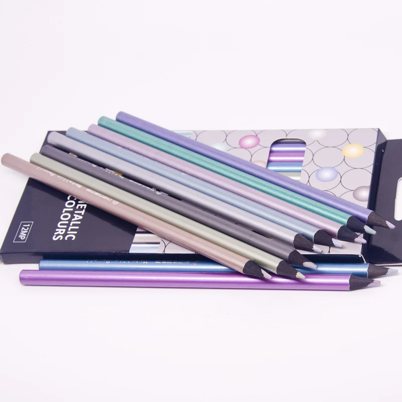 

Black Wood Metallic Colored Drawing Pencils 12 Colors Sketching Drawing Pencil