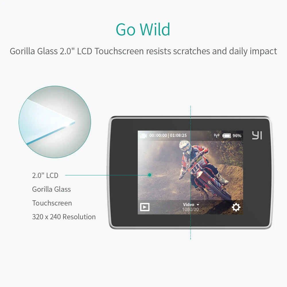 YI Lite Action Camera 16MP Real 4K Sports Camera with Built-in WIFI 2 Inch LCD Screen 150 Degree Wide Angle Lens Black