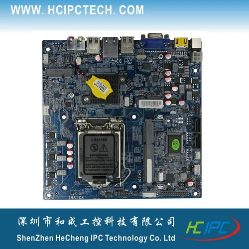 

HCIPC M4212-3 ITX-HCM81X21T,H81 LGA1150 Mini ITX Motherboard,2Mini PCIE,6COM,8USB2.0,LVDS+VGA+HDMI,1SODIMM DDR3,12V-19V DC