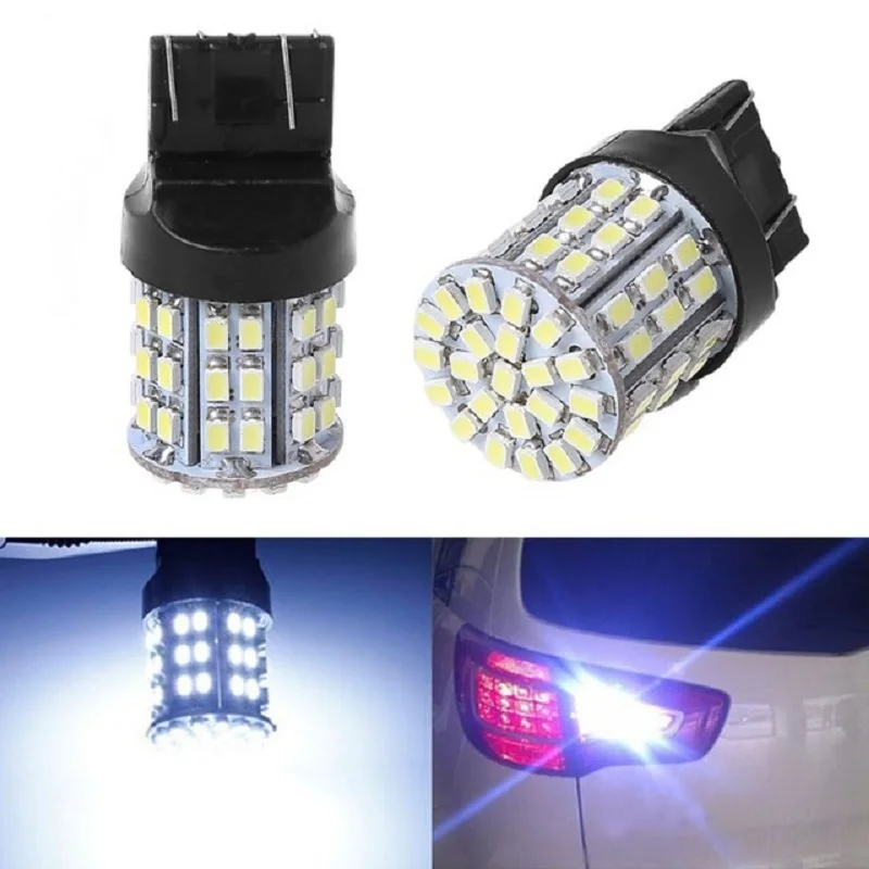 

10pcs Car T20 Tail Light W21W 7443 1206 64SMD LED White Tail Stop Brake light Reserve Backup Light Lamp Bulb DC 12V