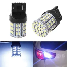 Автомобильный задний фонарь T20 W21W 7443 1206 64SMD, светодиодный белый задний стоп-сигнал, резервный свет, резервный свет, лампа постоянного тока 12 В
