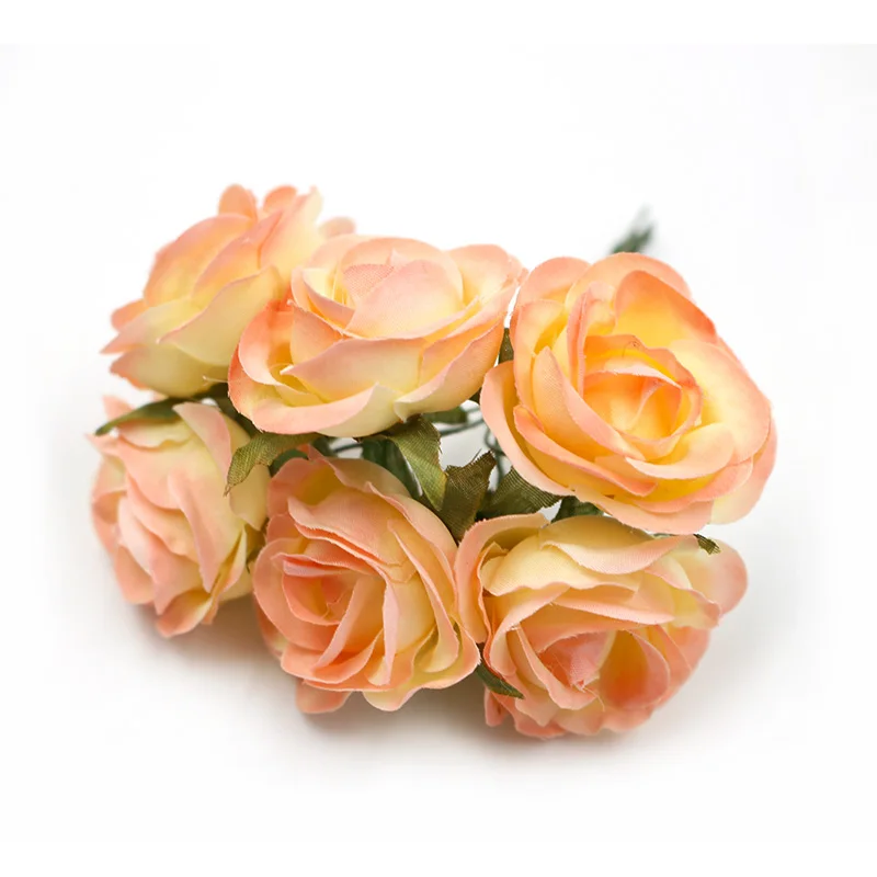 6 шт./лот искусственный цветок 4 см букет роз из шелка для свадьбы украшения дома DIY ВЕНОК скрапбук Подарочная коробка Цветок