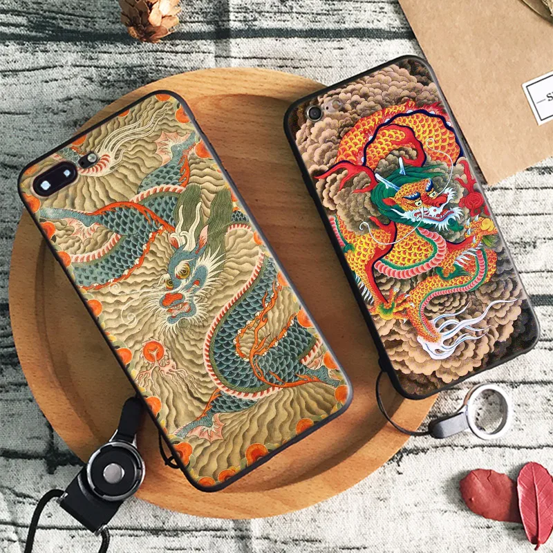 

Chinese Dragon Luxury Amazing Pattern painting Tpu Soft Silicone Phone Case Cover For Apple IPhone 5 5s SE 6 6s 7 8 Plus X 10