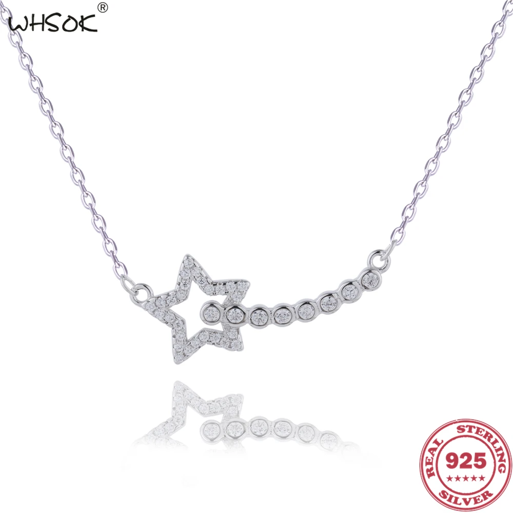 Classic Design 925 Sterling Silver Jewelry CZ Micro Meteor Pendant Necklace New Star Make A Wish WHSOK-0119 | Украшения и