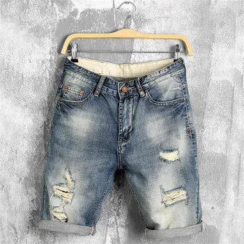 

Summer denim shorts male jeans men jean shorts bermuda skate board harem mens jogger ankle ripped wave denim shorts plus size 40