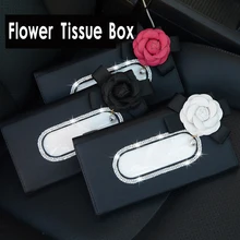 Цветок с алмазными кристаллами коробка ткани автомобиля для солнцезащитного козырька Авто Подвесная коробка из ткани цветок Роза солнцезащитный чехол девушки автомобиль аксессуары