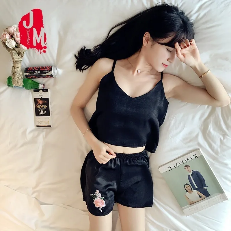 

Pijamas Women Silk Summer Pyjamas Women Satin Solid Silk Pajamas Women Sleeveless Satin Sleepwear Homewear M L XL XXL Sleep