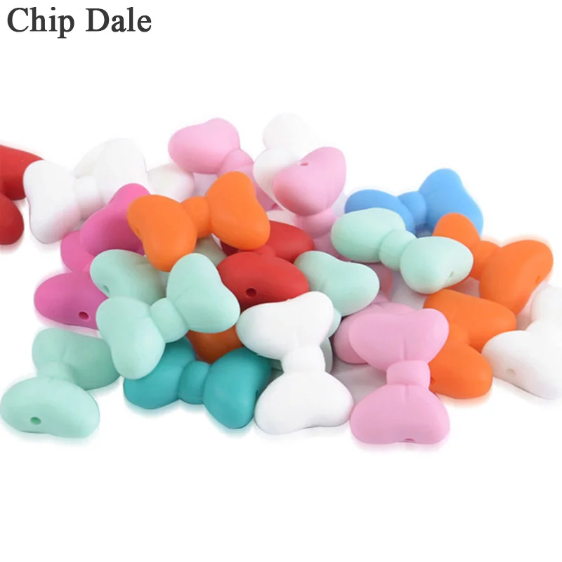 

Chip Dale 10 Pcs Bowknot Silicone Bead Baby Food Grade Silicone Beads For Necklace Silicon Teethers Dental Care DIY Loose Beads