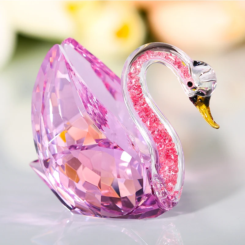 Pink Crystal Swan Diamond Filled Gift Wedding Decor Figurine Crystal Glass Figure Paperweight Ornament Table Decor Collection Pink Crystal Swan Diamond Filled Gift Wedding Decor Figurine Crystal Glass Figure Paperweight Ornament Table Decor Collection