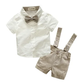 

Baby Boys Gentleman Summer Clothes Set Bow Tie Bow And Bib Pants 2019 New Fashion Infant Toddler Suit Outfits 1.3kg#64
