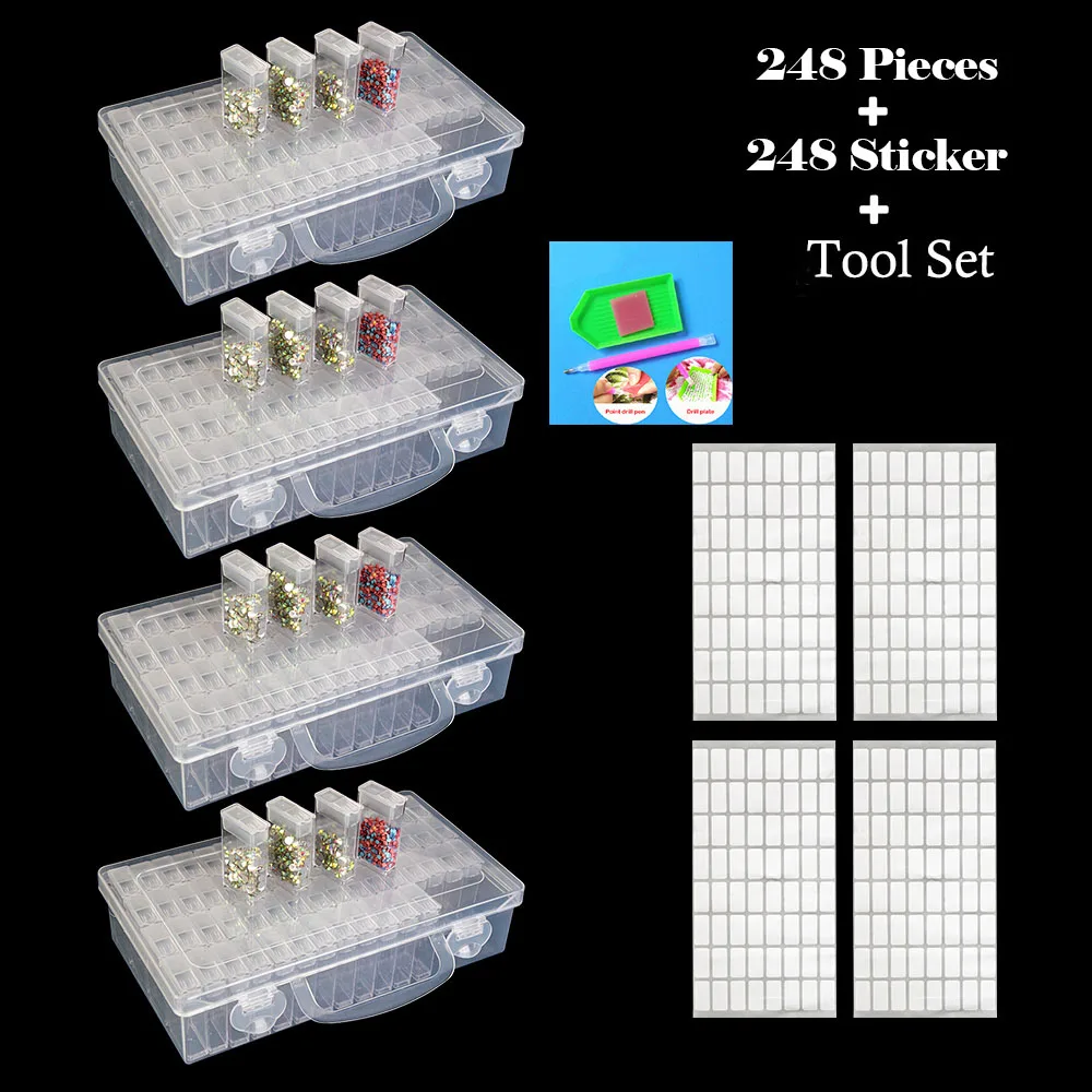 64 шт. инструменты для вышивки картин со стразами контейнер для бисера Стразы Алмазная вышивка камень аксессуары для хранения мозаика удобный ящик - Цвет: 256 grid