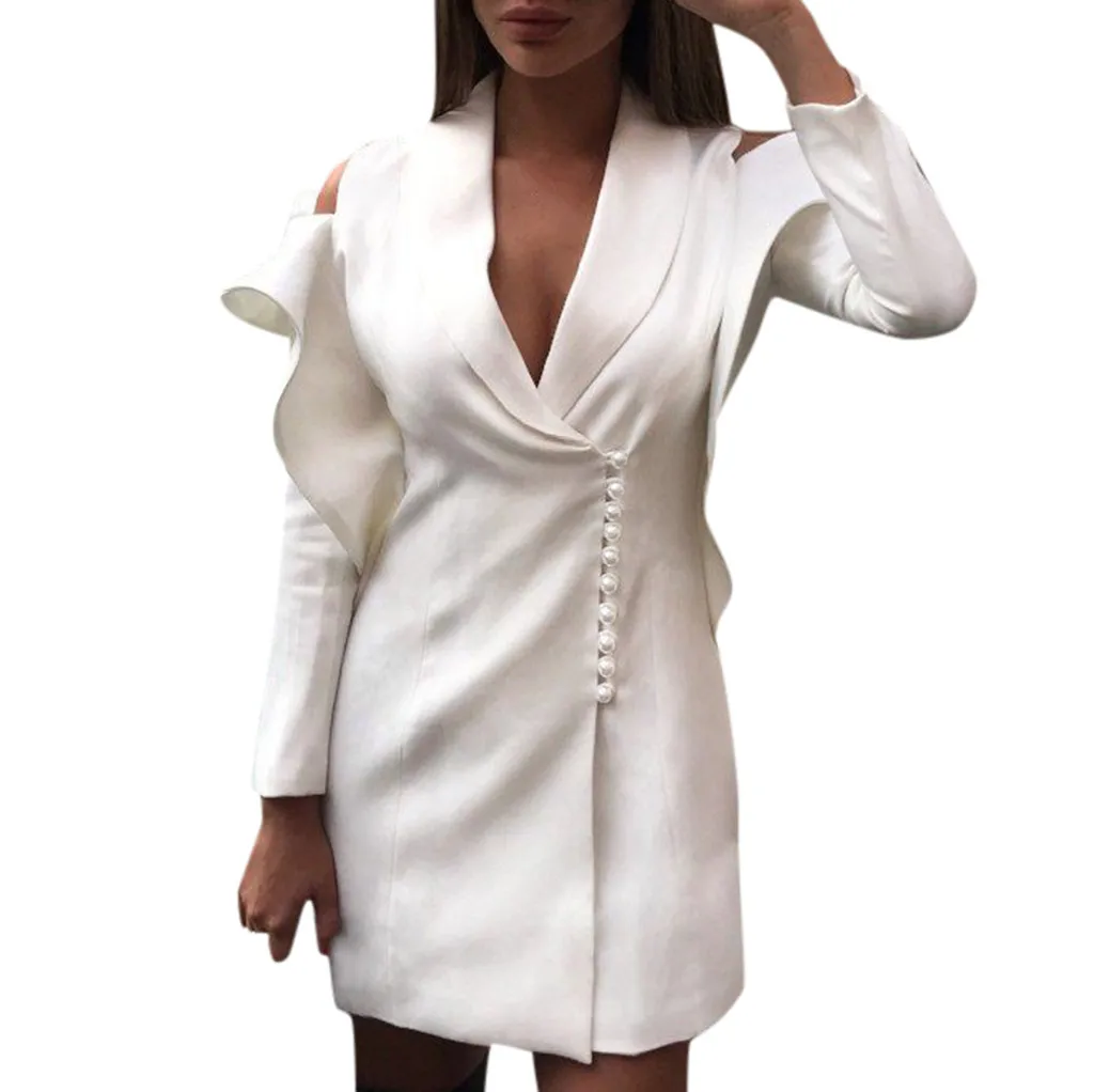 

Sleeper #J5 2019 Fashion Women's Sexy mini Pocket Pearl Button платье Euro-American Short Dress платья white hot Free Shipping
