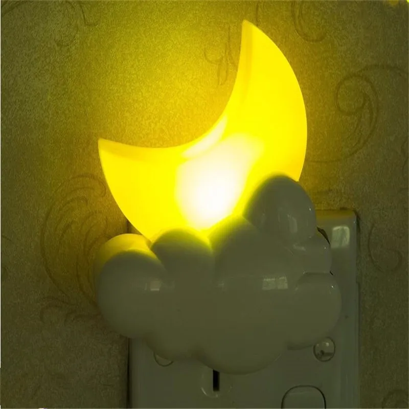 Ночной светильник с рисунком из мультфильма, светодиодный автоматический светильник с изображением Луны и облака, Сенсорная лампа для детской спальни, переменный ток, 110 В, 220 В, настенный светильник для украшения дома