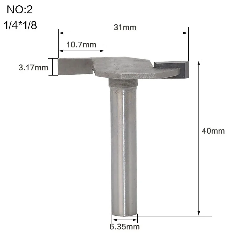 1 шт. 1/4and1/2 хвостовик T тип долбежный резак фрезы для деревообработки Т-образные фрезы Деревообрабатывающие инструменты - Длина режущей кромки: NO2