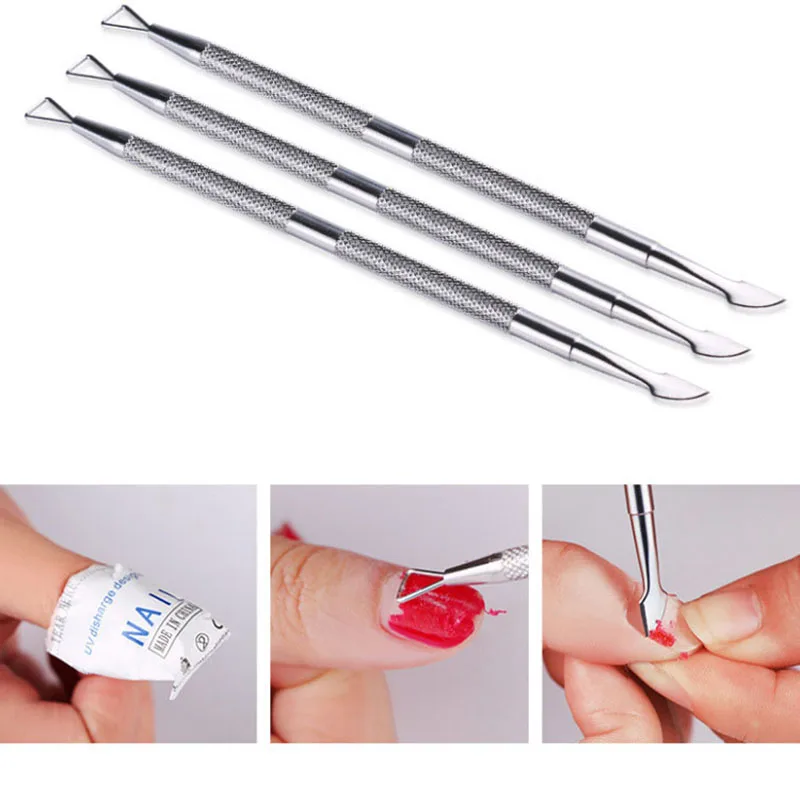 

New 1pc/Lot Stainless Steel Cuticle Remover Double Sided Finger Dead Skin Push Nail Cuticle Pusher Manicure Nail Care Tool