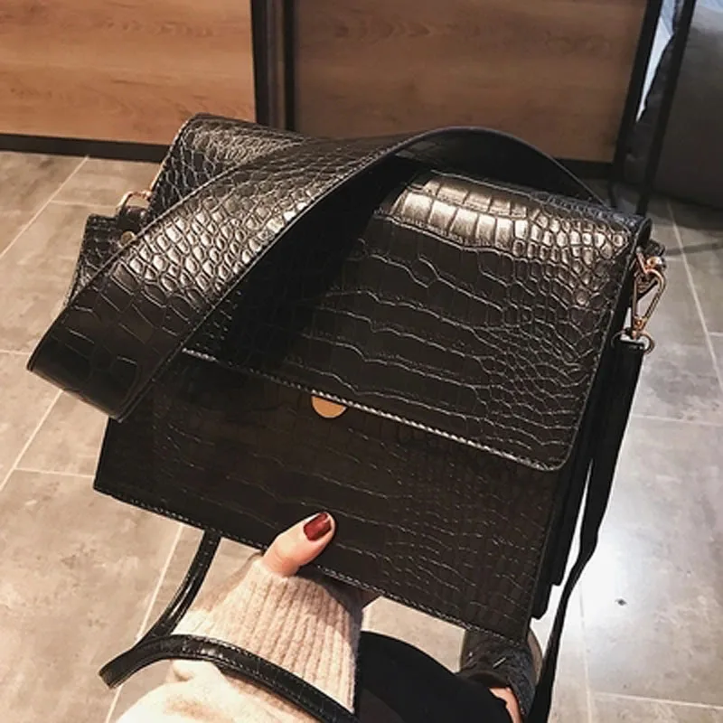 

European Fashion Female Big Tote bag New Quality PU Leather Women's Large Handbag Crocodile pattern Shoulder Messenger Bags D177