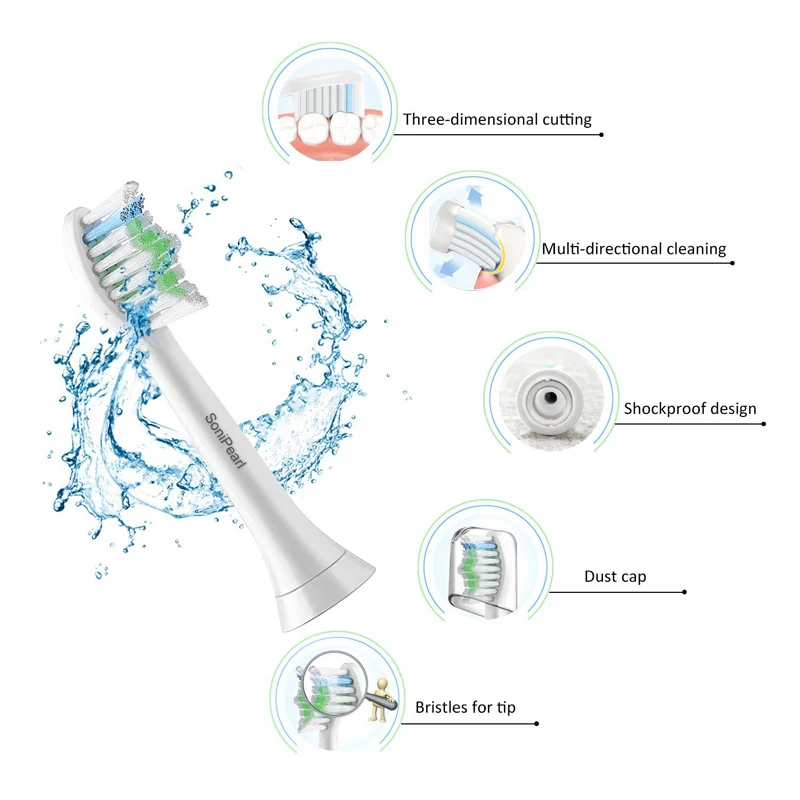 4 шт. Замена Зубная щётка головок для зубной щетки Philips Sonicare ProResults HX6013/66 HX6530 HX9340 HX6930 HX6950 HX6710 HX9140 HX3216