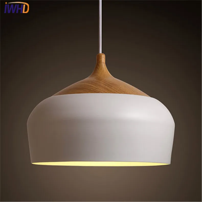 

IWHD American Style Iron Modern Pendant Light LED Simple Living Room Bedroom Lighting Creative White Hanging Lamp Home Lighting