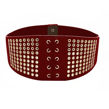 

2018 New Women's Wide Belt Winter Pu Leather Cummerbunds Suede Perforated Decorative Elastic Belts for women Fashion Bg-428