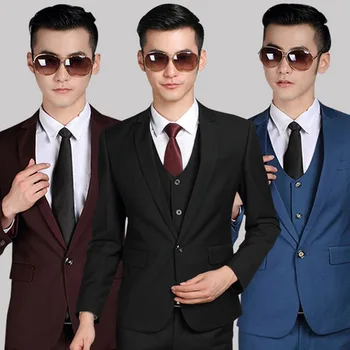 

Free shipping new 2015 Korean style men clothing men suit jackets one button two button wedding suits for men suits with pants