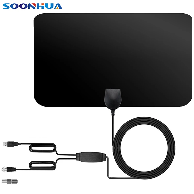 SOONHUA 80 миль комнатная цифровая ТВ антенна VHF UHF HDTV с усилителем телевизионные