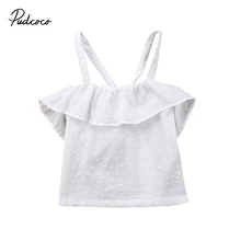 Одежда для младенцев pudcoco для маленьких девочек, хлопковая теплая футболка для девочек-белое, летнее платье без рукавов, на шнуровке футболки белая футболка верхняя одежда для маленьких девочек