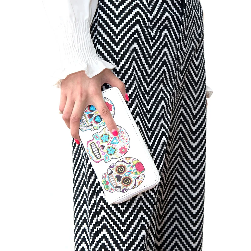 Для женщин Череп выражение печати кошелек ананас Паттен молнии Дизайн кошелек сцепления для дам телефона держатель для карт большой Ёмкость
