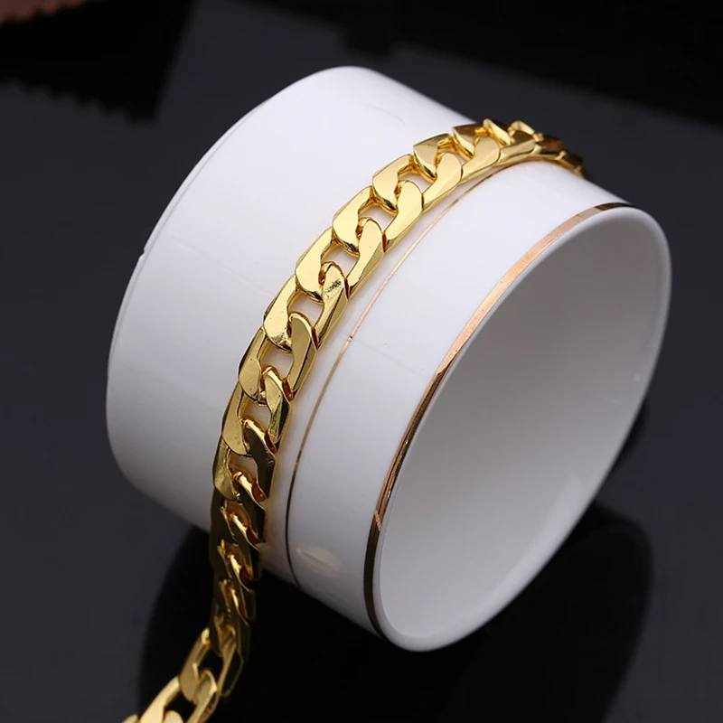 YANHUI мужской ювелирный браслет 925 серебро 10 мм в ширину 20 см длина золотой толстый тонкий модный браслет мужской модле Bijoux SZ008