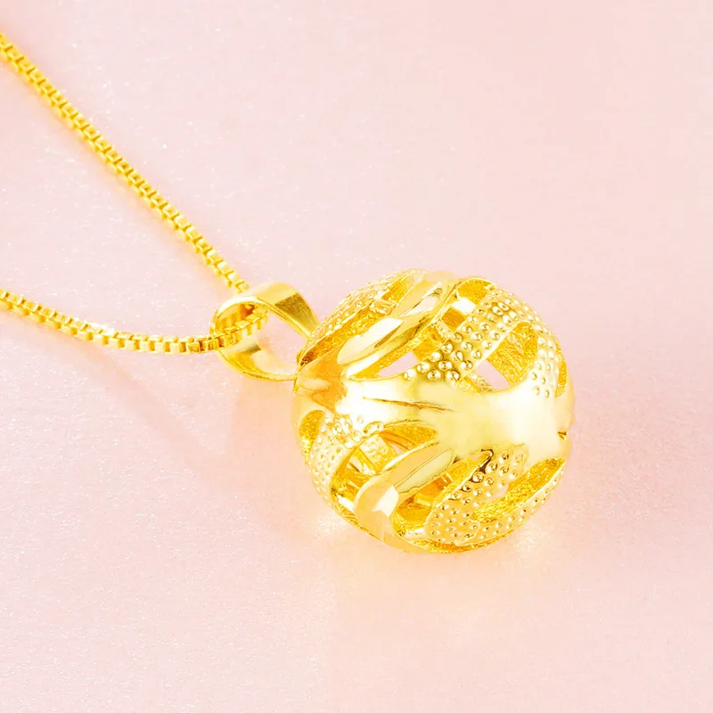 Vintage Dubai 24K Gold Cutout Lantern Pendant Round Ball Pendant& Necklaces for women Accessories(without chain