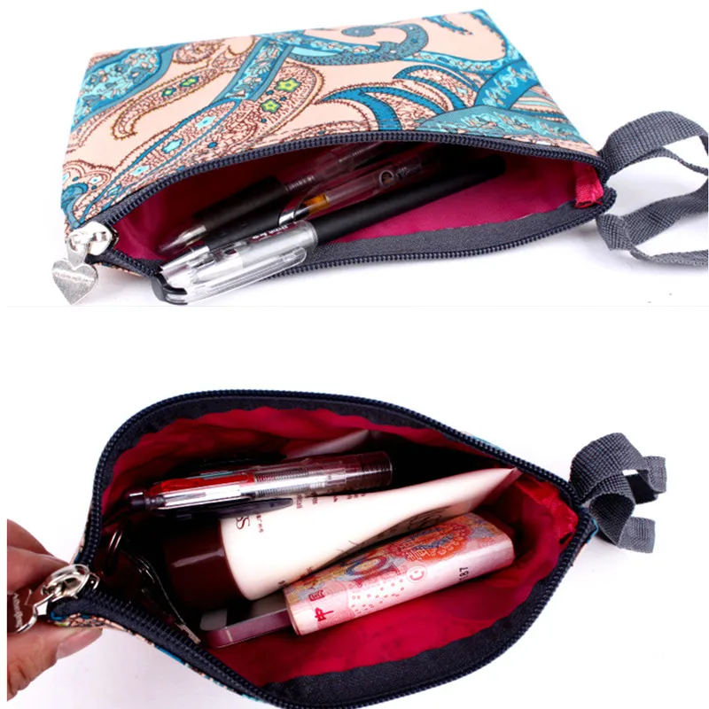 حقيبة مستحضرات تجميل أنيقة مع حزام صغير أكياس تخزين السفر حقيبة مستحضرات تجميل لطيف الزهور الطباعة للماء البوليستر التجميل أكياس