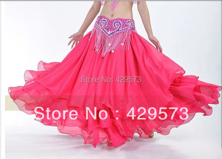 

Free-Shipping 3 Layers Chiffon Roll Belly Dance Skirt Sexy bellydancing Top Quality Dancing Skirts Long Gypsy Skirts 12 colors