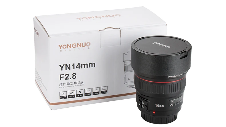 YONGNUO 14 мм F2.8 ультра-широкоугольный объектив yn14мм с автофокусом AF MF металлический объектив для Canon 700D 80D 5D Mark III IV