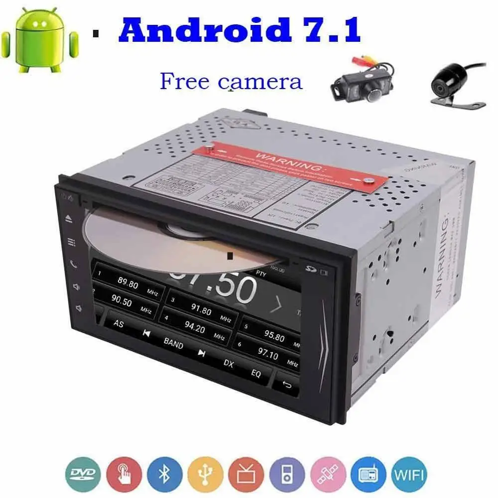 

2 Din 7'' Android 7.1 Car Stereo Touch Screen GPS Navigation DVD Player Support Bluetooth/WiFi/1080P Video Front&Backup Camera