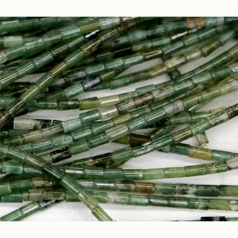 

Wholesale Natural Genuine Green Moss Agate Tube Loose Beads Barrel Column Beads Fit Jewelry DIY Necklace or Bracelets 15" 02678