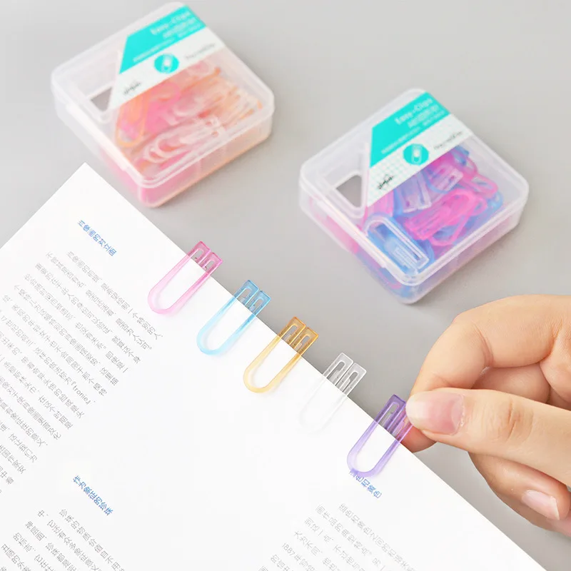 

60Pcs/set Cute Mini Transparent ABS Paper Clips Office Supplies Stationery Accesseries JZ39
