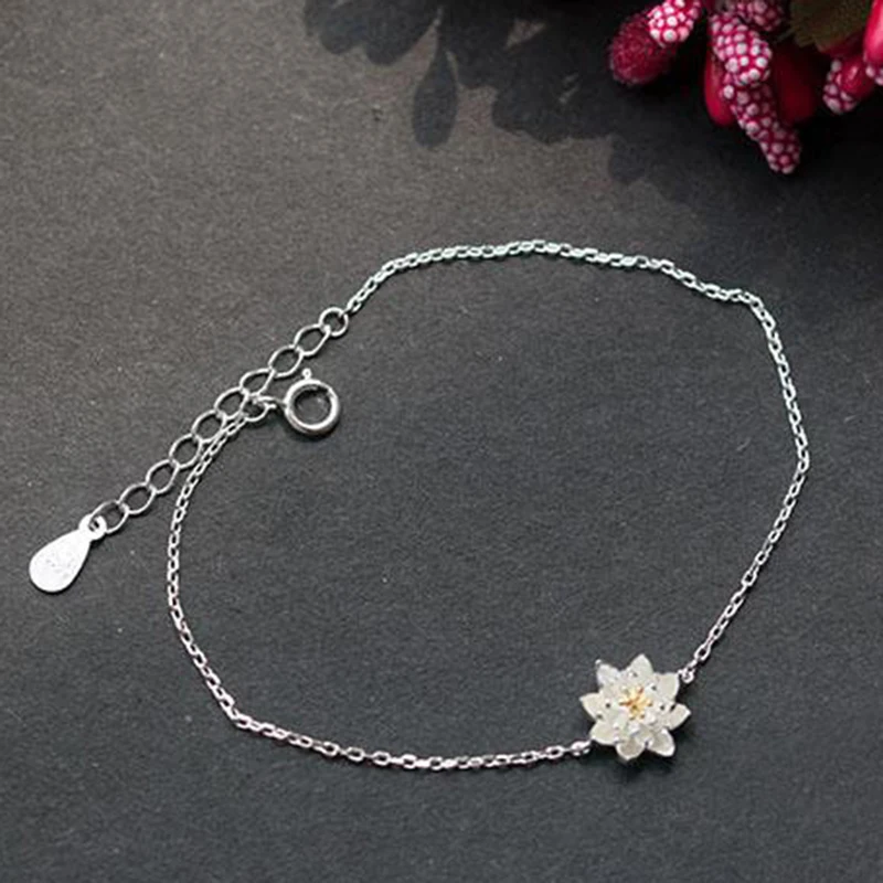 

Silver lotus flower Bracelet Silver Bracelet Fashion Jewelry for women 925 Sterling Jewelry Wholesale