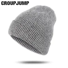 GROUP JUMP, новая брендовая зимняя женская шапка, зимняя шапка, вязаная теплая шапка, толстая женская шапка, женская шапка, шапка для девочек
