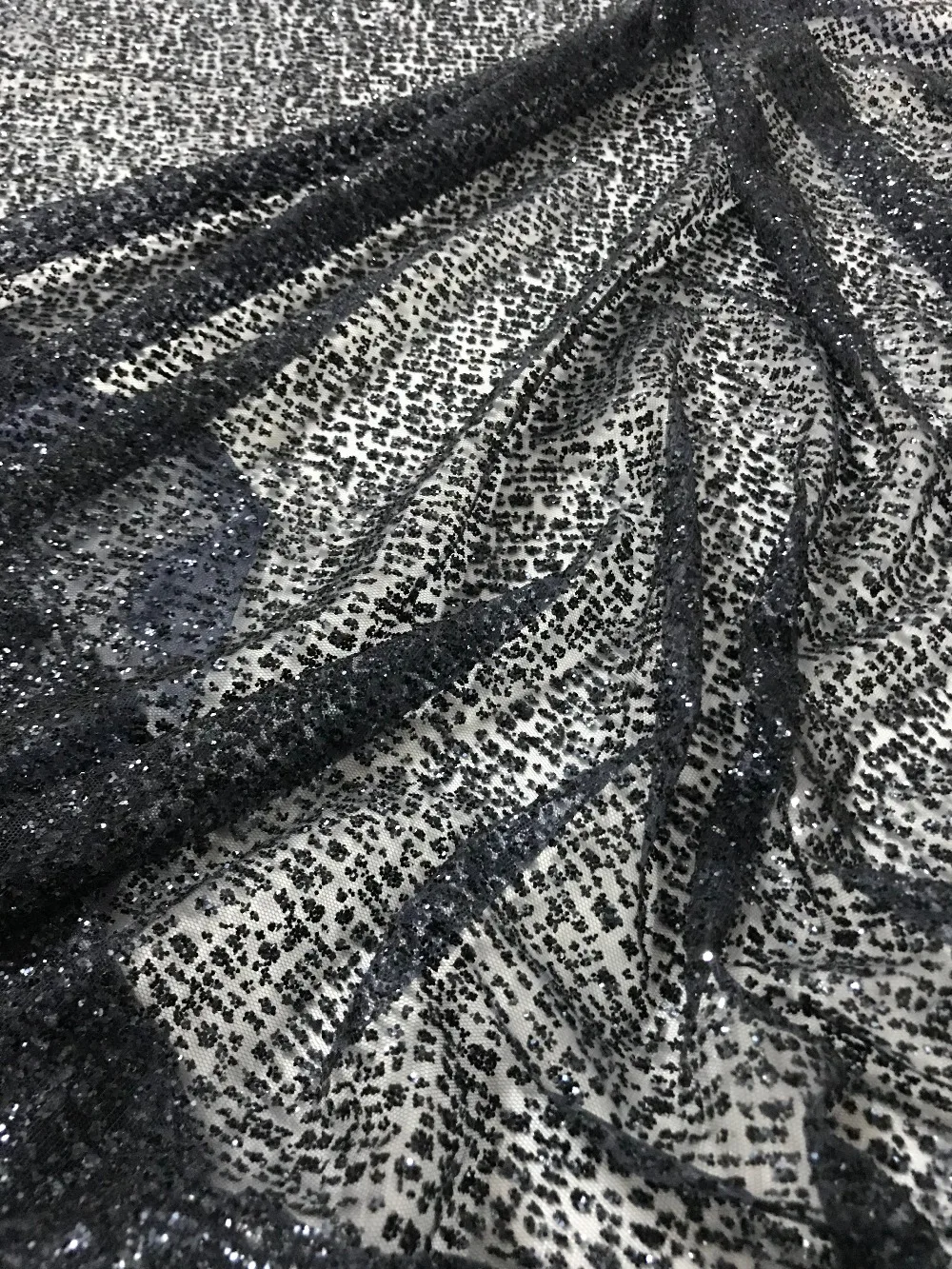 

high quality L-10198 glitter sequins glued powder lace fabric 5 yards per lot