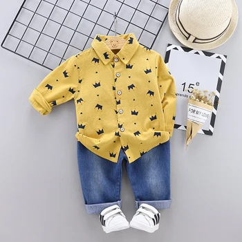 

Toddler Baby Girl Boy Clothes Sets Spring Autumn Fashion Shirt Jeans Kid Infant Baby Clothing Suits For 1 2 3 4 Years