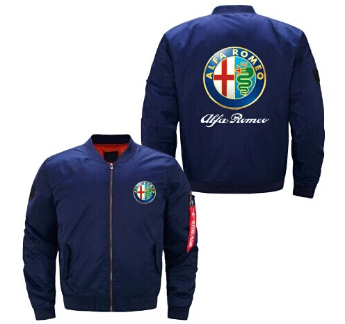 Летная куртка Alfa Romeo Bomber зимняя утепленная мужская на молнии аниме повседневная