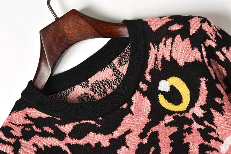 Шикарный свитер женский высококачественный осенне-зимний жаккардовый свитер с головой тигра пуловеры трикотажные топы Дамская мода джемпер