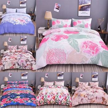

Boniu Colorful Flower Bedding Set For Mother Day Gift 2/3pcs comfortable Duvet Cover With Pillow Cases Twin Queen Size Bedclothe
