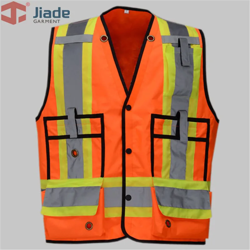 Jiade высокое качество высокая видимость светоотражающий жилет рабочая одежда уличная Светоотражающая защитная одежда - Цвет: HV Orange