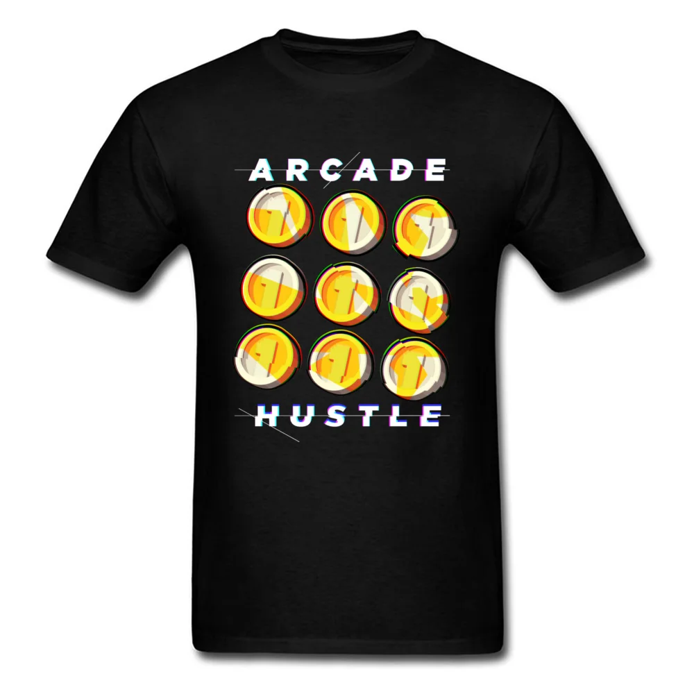 Slim Fit ARCADE HUSTLE Design T Shirt Crewneck Cotton Men's Tops & Tees Short Sleeve Summer Design Tee-Shirts Top Quality ARCADE HUSTLE black