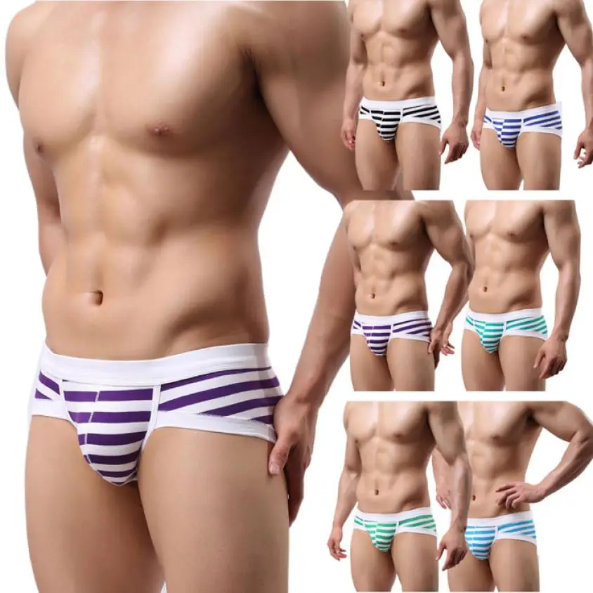 Buy Men Sexy Stripe Cotton Underwear shorts men boxers