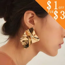 

Trendy Irregular Sequins Metal Geometric Earrings for Women Gold Silver Color Simple Punk Earrings Modern Art Jewelry CS16L