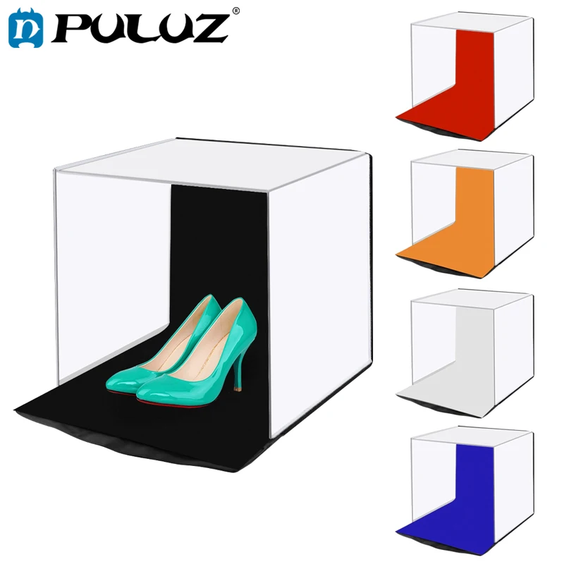 

PULUZ Tabletop Shooting 40cm Photo Softbox Portable Folding Studio Shooting Tent Box Kits with 5 Colors Backdrops