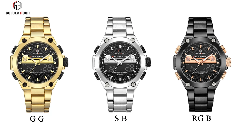 Золотые военные спортивные водонепроницаемые наручные часы Relogio Masculino мужские часы лучший бренд класса люкс кварцевые цифровые часы Новые мужские часы
