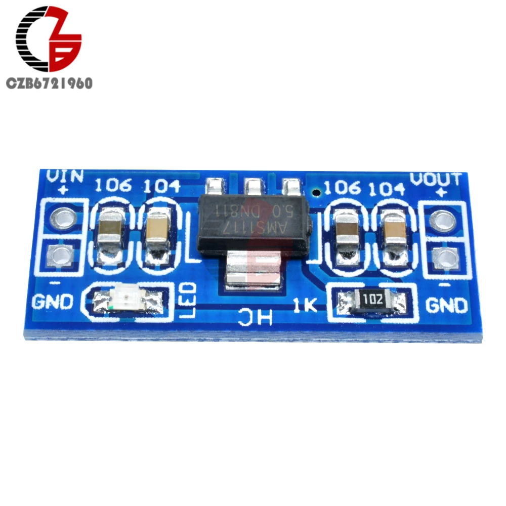 10 шт 6 V-12 V постоянного тока до 5 V AMS1117 Напряжение конвертер для ступенчатого понижения Мощность понижающий преобразователь регулятор напряжения модуль с Светодиодный индикатор